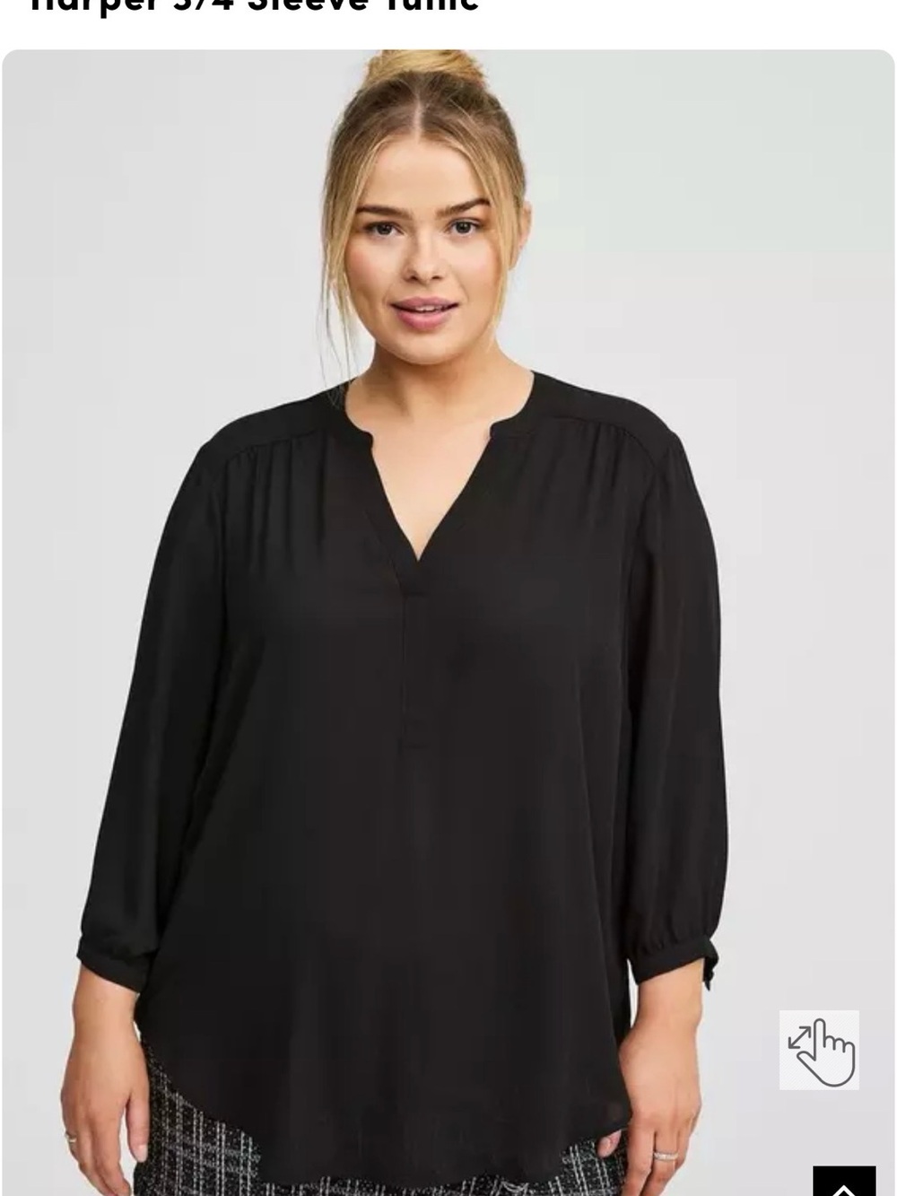 Torrid Harper Black V-Neck 3/4 Sleeve Women's Top